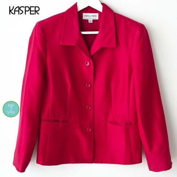 KASPER & COMPANY ASL Burgundy Silk Long Sleeve Jacket - Size 12 - Picture 2 of 8